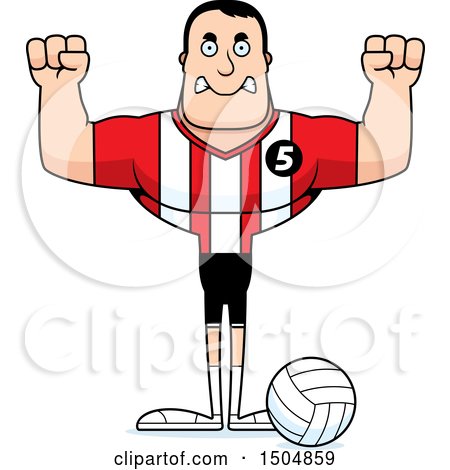 Clipart of a Mad Buff Caucasian Male Volleyball Player - Royalty Free Vector Illustration by Cory Thoman