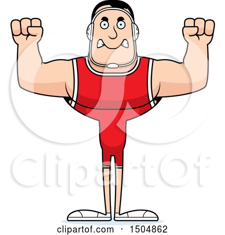 Clipart of a Mad Buff Caucasian Male Wrestler - Royalty Free Vector Illustration by Cory Thoman