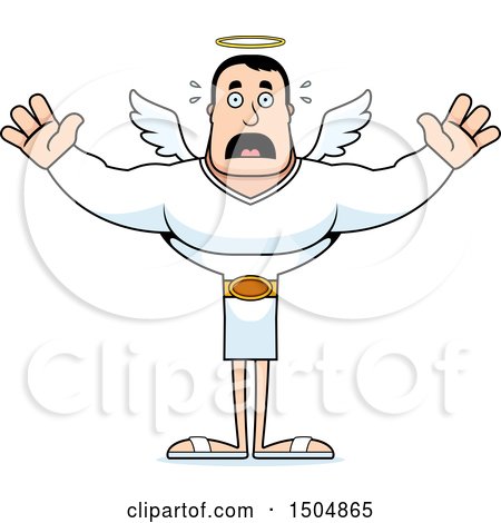 Clipart of a Scared Buff Caucasian Male Angel - Royalty Free Vector Illustration by Cory Thoman