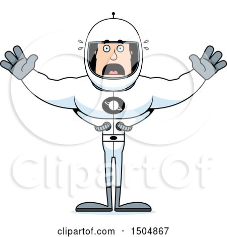 Clipart of a Scared Buff Caucasian Male Astronaut - Royalty Free Vector Illustration by Cory Thoman