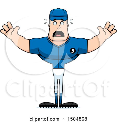 Clipart of a Scared Buff Caucasian Male Baseball Player - Royalty Free Vector Illustration by Cory Thoman