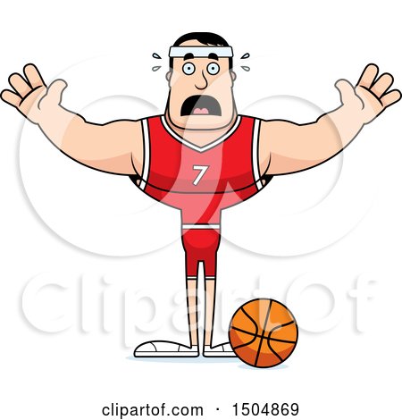 Clipart of a Scared Buff Caucasian Male Basketball Player - Royalty Free Vector Illustration by Cory Thoman