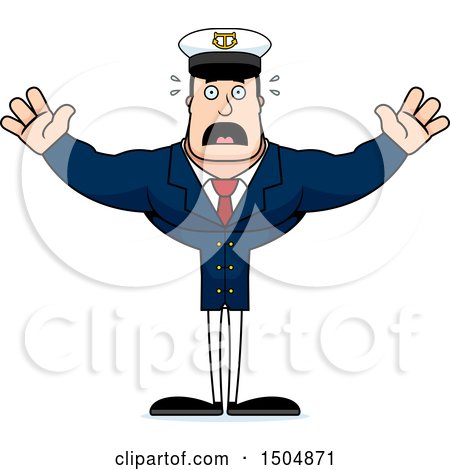 Clipart of a Scared Buff Caucasian Male Sea Captain - Royalty Free Vector Illustration by Cory Thoman