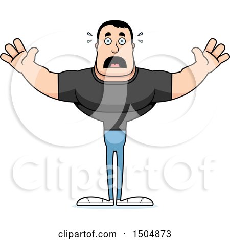 Clipart of a Scared Buff Casual Caucasian Man - Royalty Free Vector Illustration by Cory Thoman