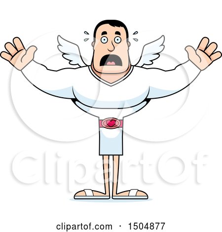 Clipart of a Scared Buff Caucasian Male Cupid - Royalty Free Vector Illustration by Cory Thoman