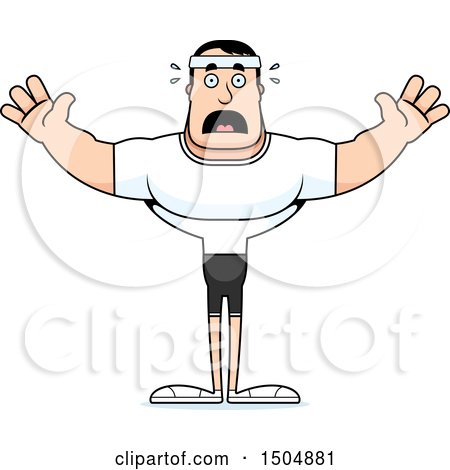 Clipart of a Scared Buff Caucasian Male Fitness Guy - Royalty Free Vector Illustration by Cory Thoman
