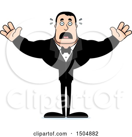 Clipart of a Scared Buff Caucasian Male Groom - Royalty Free Vector Illustration by Cory Thoman