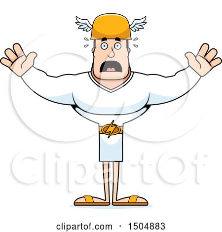 Clipart of a Scared Buff Caucasian Male Hermes - Royalty Free Vector Illustration by Cory Thoman