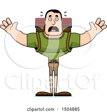 Clipart of a Scared Buff Caucasian Male Hiker - Royalty Free Vector Illustration by Cory Thoman