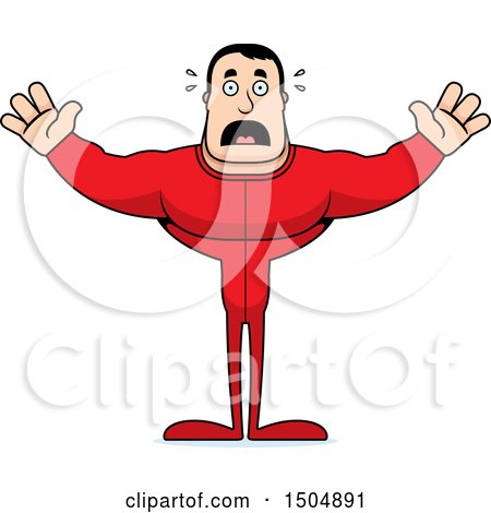 Clipart of a Scared Buff Caucasian Male in Pjs - Royalty Free Vector Illustration by Cory Thoman
