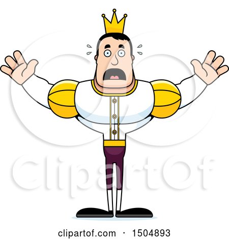 Clipart of a Scared Buff Caucasian Male Prince - Royalty Free Vector Illustration by Cory Thoman