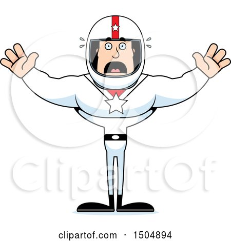 Clipart of a Scared Buff Caucasian Male Race Car Driver - Royalty Free Vector Illustration by Cory Thoman