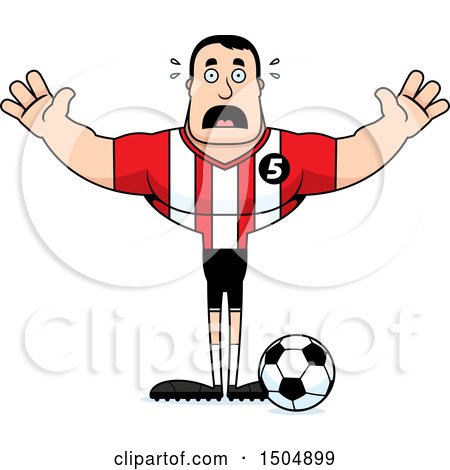 Clipart of a Scared Buff Caucasian Male Soccer Player Athlete - Royalty Free Vector Illustration by Cory Thoman