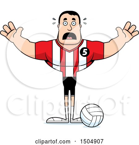 Clipart of a Scared Buff Caucasian Male Volleyball Player - Royalty Free Vector Illustration by Cory Thoman