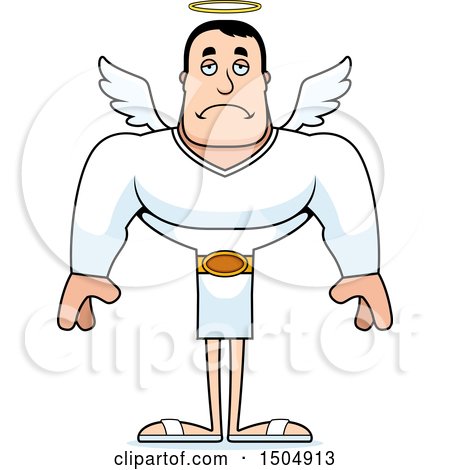 Clipart of a Sad Buff Caucasian Male Angel - Royalty Free Vector Illustration by Cory Thoman