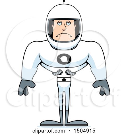 Clipart of a Sad Buff Caucasian Male Astronaut - Royalty Free Vector Illustration by Cory Thoman