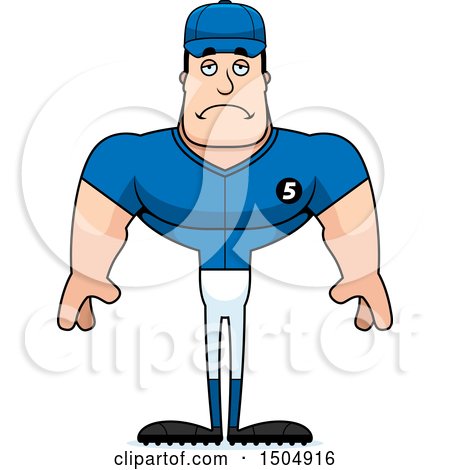 Clipart of a Sad Buff Caucasian Male Baseball Player - Royalty Free Vector Illustration by Cory Thoman