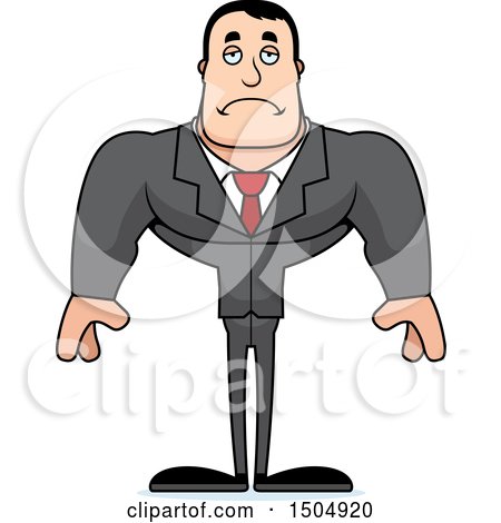 Clipart of a Sad Buff Caucasian Male - Royalty Free Vector Illustration by Cory Thoman