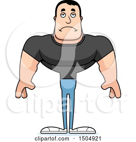 Clipart of a Sad Buff Casual Caucasian Man - Royalty Free Vector Illustration by Cory Thoman