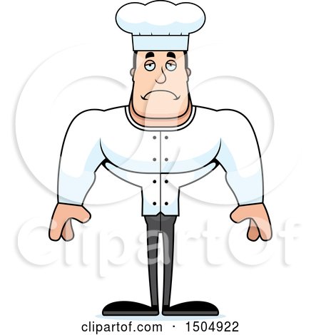 Clipart of a Sad Buff Caucasian Male Chef - Royalty Free Vector Illustration by Cory Thoman