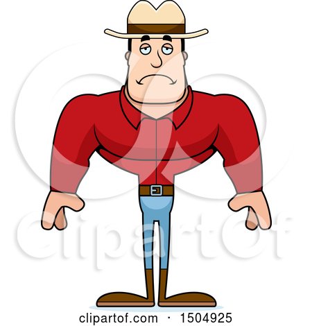 Clipart of a Sad Buff Caucasian Male Cowboy - Royalty Free Vector Illustration by Cory Thoman