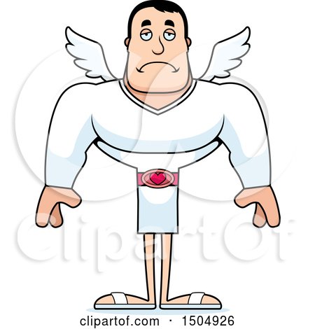 Clipart of a Sad Buff Caucasian Male Cupid - Royalty Free Vector Illustration by Cory Thoman