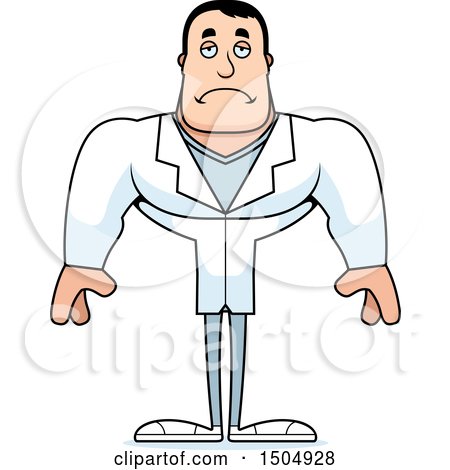 Clipart of a Sad Buff Caucasian Male Doctor - Royalty Free Vector Illustration by Cory Thoman