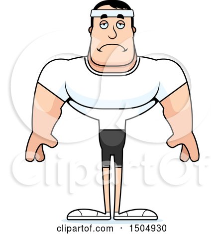 Clipart of a Sad Buff Caucasian Male Fitness Guy - Royalty Free Vector Illustration by Cory Thoman