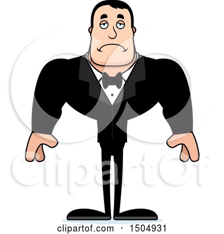 Clipart of a Sad Buff Caucasian Male Groom - Royalty Free Vector Illustration by Cory Thoman
