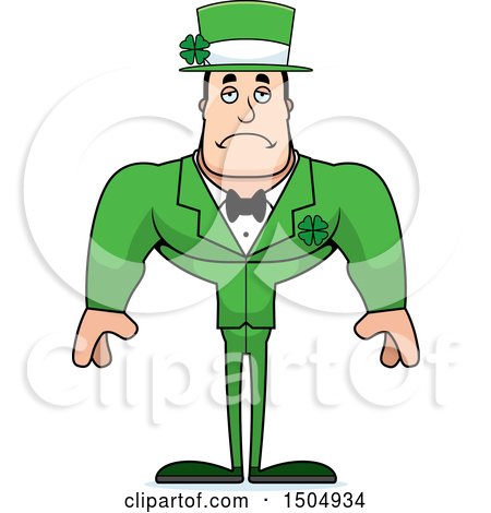 Clipart of a Sad Buff Caucasian Irish Man - Royalty Free Vector Illustration by Cory Thoman