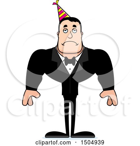 Clipart of a Sad Buff Caucasian Party Man - Royalty Free Vector Illustration by Cory Thoman
