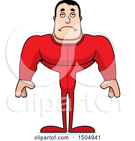Clipart of a Sad Buff Caucasian Male in Pjs - Royalty Free Vector Illustration by Cory Thoman