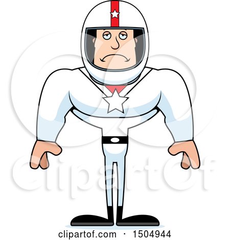 Clipart of a Sad Buff Caucasian Male Race Car Driver - Royalty Free Vector Illustration by Cory Thoman