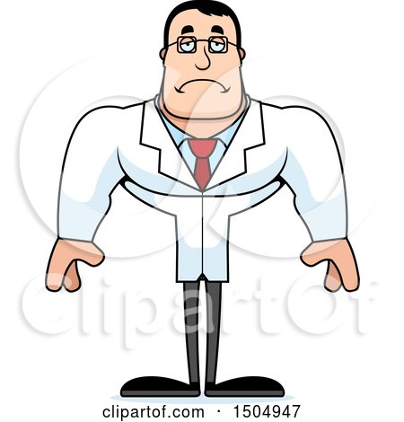 Clipart of a Sad Buff Caucasian Male Scientist - Royalty Free Vector Illustration by Cory Thoman