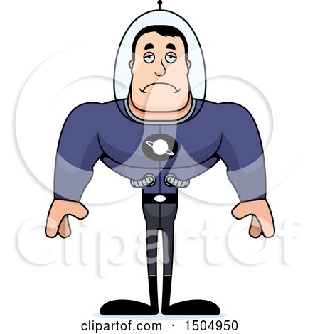 Clipart of a Sad Buff Caucasian Male Space Guy - Royalty Free Vector Illustration by Cory Thoman