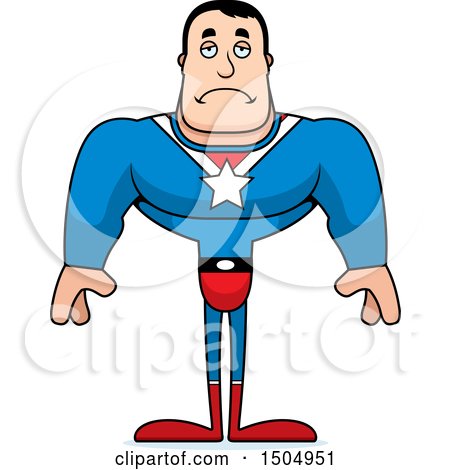 Clipart of a Sad Buff Caucasian Male Super Hero - Royalty Free Vector Illustration by Cory Thoman