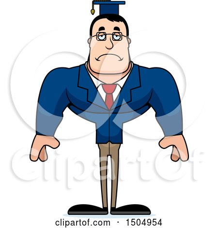 Clipart of a Sad Buff Caucasian Male Teacher - Royalty Free Vector Illustration by Cory Thoman
