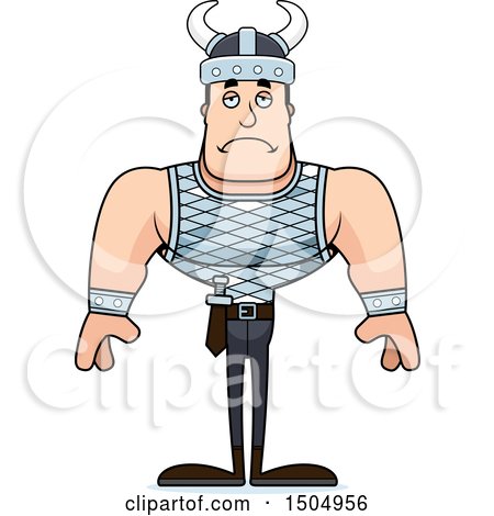 Clipart of a Sad Buff Caucasian Male Viking - Royalty Free Vector Illustration by Cory Thoman