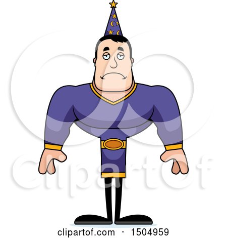 Clipart of a Sad Buff Caucasian Male Wizard - Royalty Free Vector Illustration by Cory Thoman