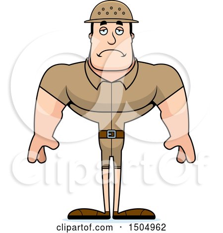 Clipart of a Sad Buff Caucasian Male Zookeeper - Royalty Free Vector Illustration by Cory Thoman