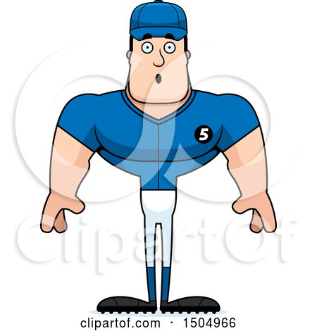 Clipart of a Surprised Buff Caucasian Male Baseball Player - Royalty Free Vector Illustration by Cory Thoman