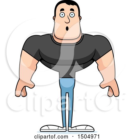 Clipart of a Surprised Buff Casual Caucasian Man - Royalty Free Vector Illustration by Cory Thoman