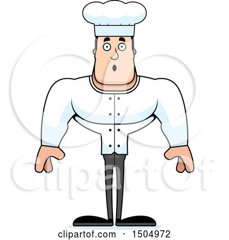 Clipart of a Surprised Buff Caucasian Male Chef - Royalty Free Vector Illustration by Cory Thoman
