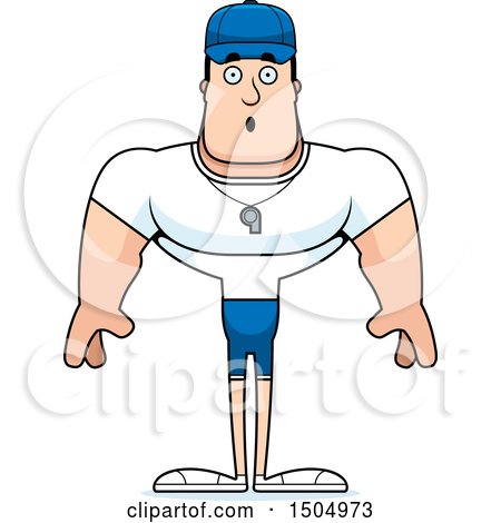 Clipart of a Surprised Buff Caucasian Male Coach - Royalty Free Vector Illustration by Cory Thoman