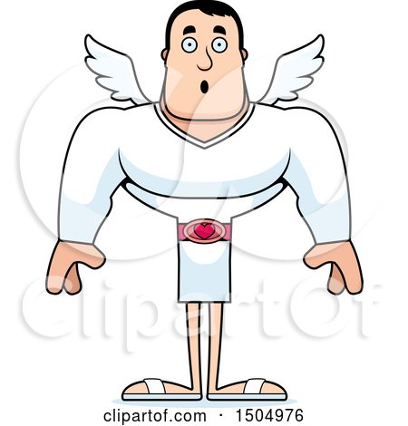 Clipart of a Surprised Buff Caucasian Male Cupid - Royalty Free Vector Illustration by Cory Thoman
