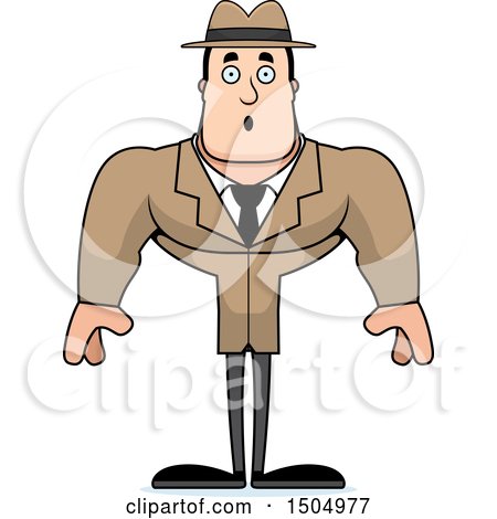 Clipart of a Surprised Buff Caucasian Male Detective - Royalty Free Vector Illustration by Cory Thoman