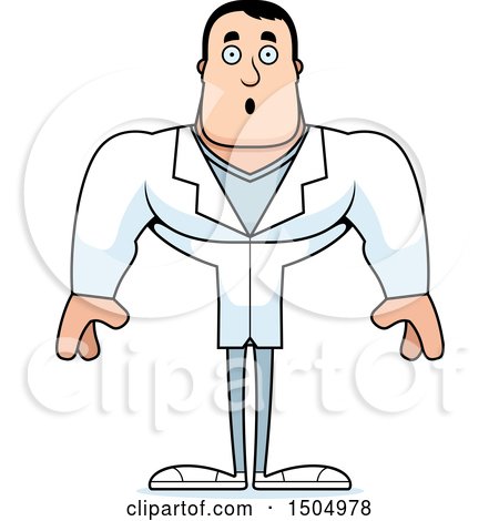 Clipart of a Surprised Buff Caucasian Male Doctor - Royalty Free Vector Illustration by Cory Thoman