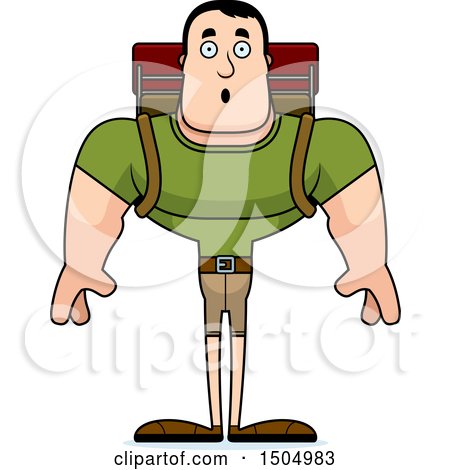 Clipart of a Surprised Buff Caucasian Male Hiker - Royalty Free Vector Illustration by Cory Thoman