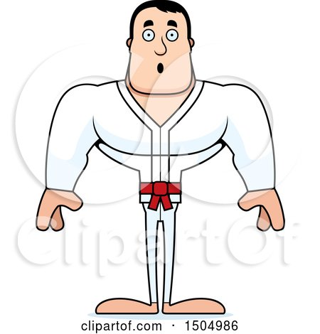 Clipart of a Surprised Buff Caucasian Karate Man - Royalty Free Vector Illustration by Cory Thoman