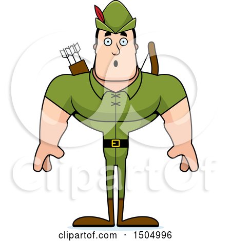 Clipart of a Shocked Buff Caucasian Male Archer or Robin Hood - Royalty Free Vector Illustration by Cory Thoman